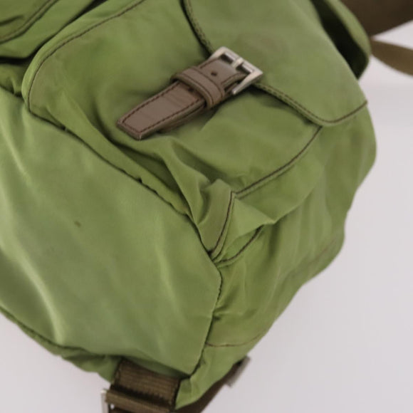 PRADA Backpack Nylon Green Silver Auth BA5271
