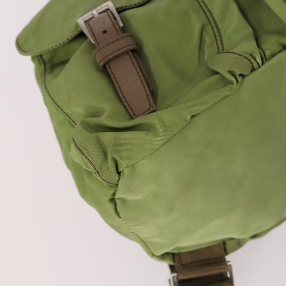 PRADA Backpack Nylon Green Silver Auth BA5271
