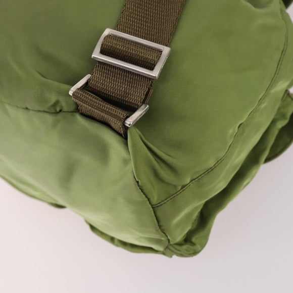 PRADA Backpack Nylon Green Silver Auth BA5271