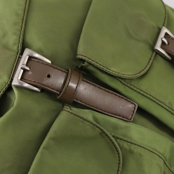PRADA Backpack Nylon Green Silver Auth BA5271