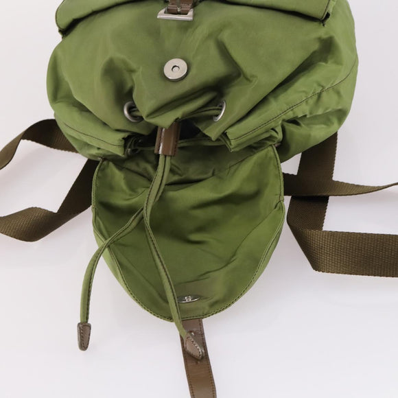 PRADA Backpack Nylon Green Silver Auth BA5271