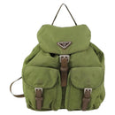 PRADA Backpack Nylon Green Silver Auth BA5271-2