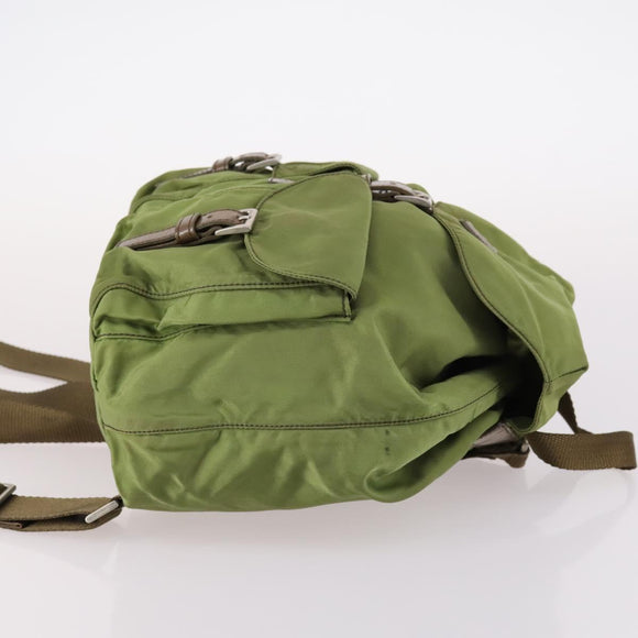 PRADA Backpack Nylon Green Silver Auth BA5271