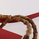 GUCCI Bamboo Hand Bag Leather 2way Red Gold Auth BA5277-10