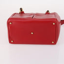 GUCCI Bamboo Hand Bag Leather 2way Red Gold Auth BA5277-11