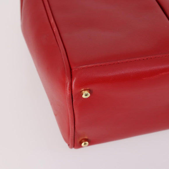 GUCCI Bamboo Hand Bag Leather 2way Red Gold Auth BA5277