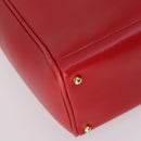 GUCCI Bamboo Hand Bag Leather 2way Red Gold Auth BA5277-15