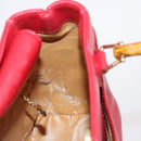GUCCI Bamboo Hand Bag Leather 2way Red Gold Auth BA5277-18