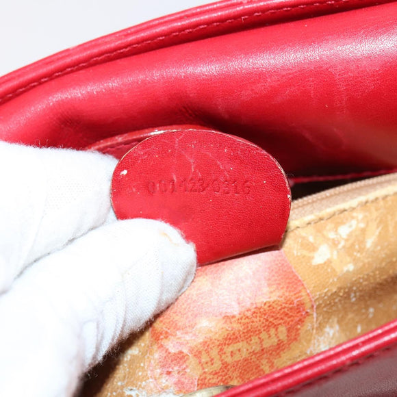 GUCCI Bamboo Hand Bag Leather 2way Red Gold Auth BA5277