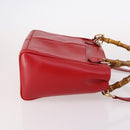 GUCCI Bamboo Hand Bag Leather 2way Red Gold Auth BA5277-4