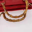 GUCCI Bamboo Hand Bag Leather 2way Red Gold Auth BA5277-9
