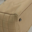 CHANEL Choco Bar Tote Bag Canvas Beige CC Auth BA528-8