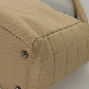 CHANEL Choco Bar Tote Bag Canvas Beige CC Auth BA528-15