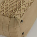 CHANEL Choco Bar Tote Bag Canvas Beige CC Auth BA528-16