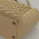 CHANEL Choco Bar Tote Bag Canvas Beige CC Auth BA528-17
