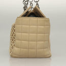 CHANEL Choco Bar Tote Bag Canvas Beige CC Auth BA528-3