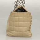 CHANEL Choco Bar Tote Bag Canvas Beige CC Auth BA528-4