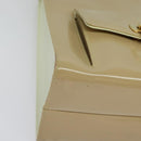 Salvatore Ferragamo Gancini Hand Bag Patent leather 2way Beige Gold Auth BA5280-10