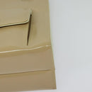 Salvatore Ferragamo Gancini Hand Bag Patent leather 2way Beige Gold Auth BA5280-15