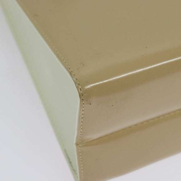 Salvatore Ferragamo Gancini Hand Bag Patent leather 2way Beige Gold Auth BA5280