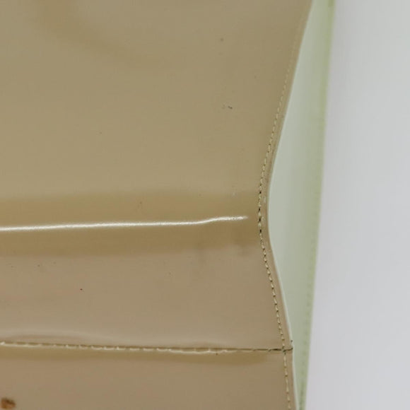 Salvatore Ferragamo Gancini Hand Bag Patent leather 2way Beige Gold Auth BA5280