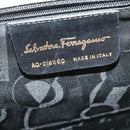Salvatore Ferragamo Gancini Hand Bag Patent leather 2way Beige Gold Auth BA5280-12