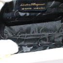 Salvatore Ferragamo Gancini Hand Bag Patent leather 2way Beige Gold Auth BA5280-11