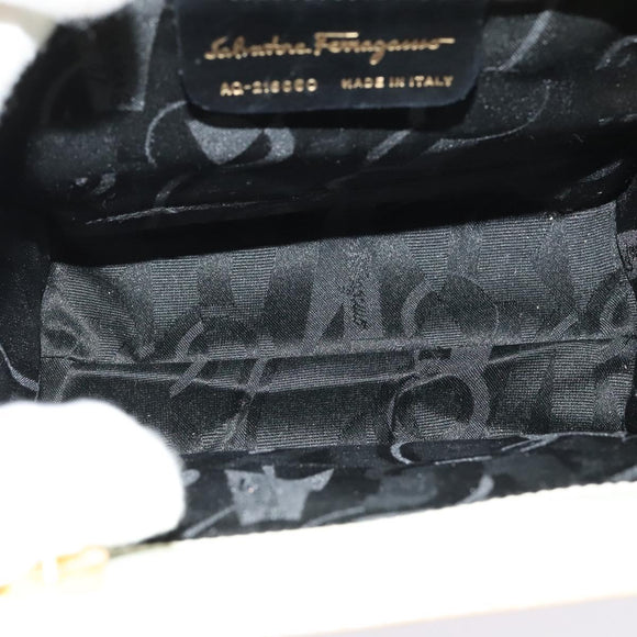 Salvatore Ferragamo Gancini Hand Bag Patent leather 2way Beige Gold Auth BA5280