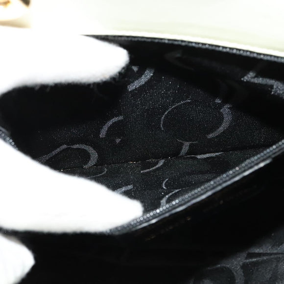 Salvatore Ferragamo Gancini Hand Bag Patent leather 2way Beige Gold Auth BA5280