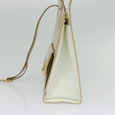 Salvatore Ferragamo Gancini Hand Bag Patent leather 2way Beige Gold Auth BA5280-4