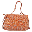 Salvatore Ferragamo Hand Bag PVC Orange Silver Auth BA5281-1