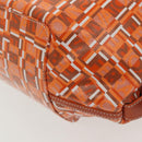 Salvatore Ferragamo Hand Bag PVC Orange Silver Auth BA5281-14