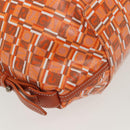 Salvatore Ferragamo Hand Bag PVC Orange Silver Auth BA5281-15