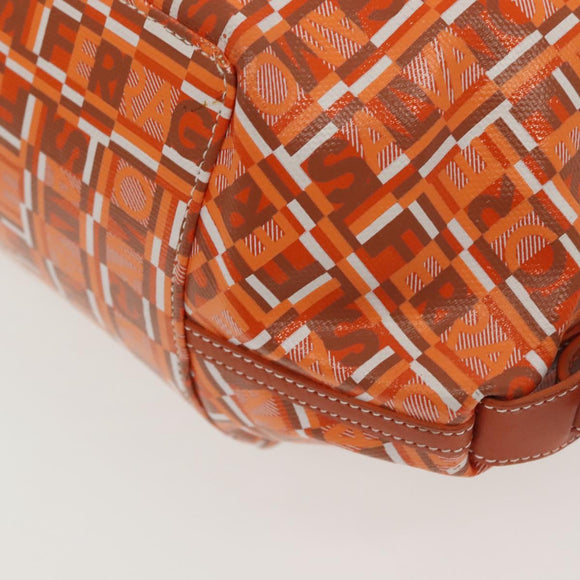 Salvatore Ferragamo Hand Bag PVC Orange Silver Auth BA5281