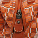 Salvatore Ferragamo Hand Bag PVC Orange Silver Auth BA5281-10