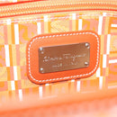 Salvatore Ferragamo Hand Bag PVC Orange Silver Auth BA5281-17