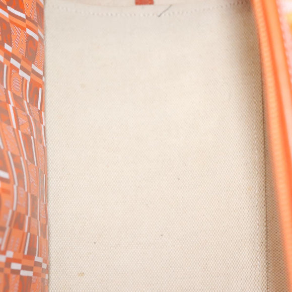 Salvatore Ferragamo Hand Bag PVC Orange Silver Auth BA5281