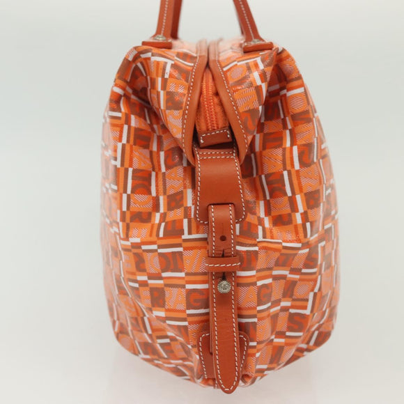 Salvatore Ferragamo Hand Bag PVC Orange Silver Auth BA5281