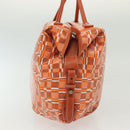 Salvatore Ferragamo Hand Bag PVC Orange Silver Auth BA5281-4