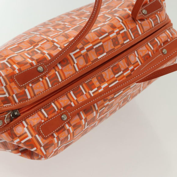 Salvatore Ferragamo Hand Bag PVC Orange Silver Auth BA5281