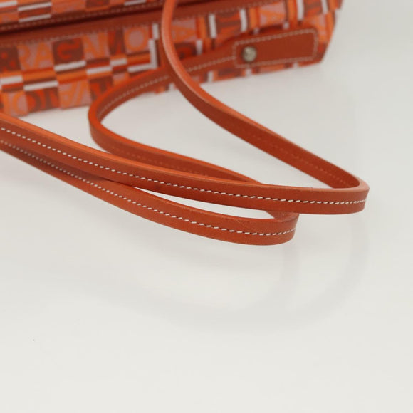 Salvatore Ferragamo Hand Bag PVC Orange Silver Auth BA5281