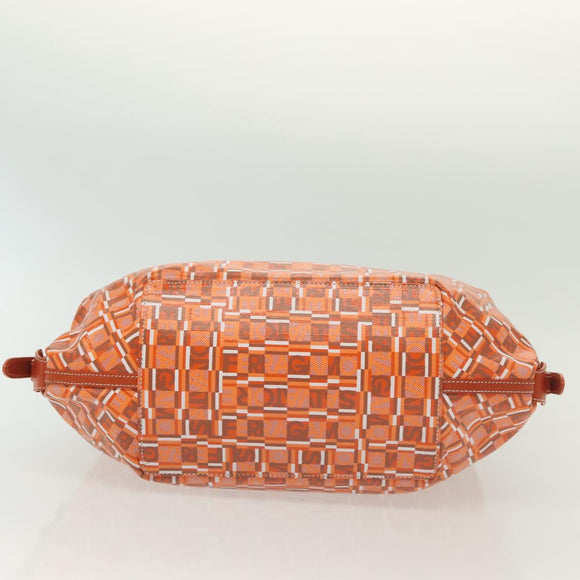 Salvatore Ferragamo Hand Bag PVC Orange Silver Auth BA5281