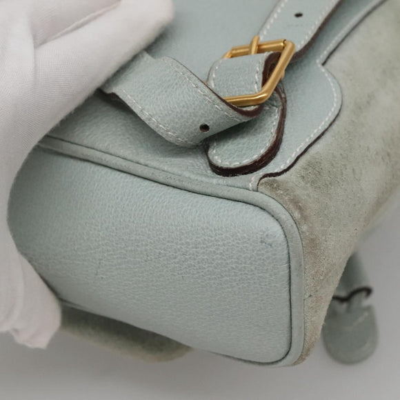 GUCCI Bamboo Backpack Suede Light Blue Gold 003 2058 0030 Auth BA5287