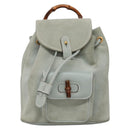 GUCCI Bamboo Backpack Suede Light Blue Gold 003 2058 0030 Auth BA5287-13