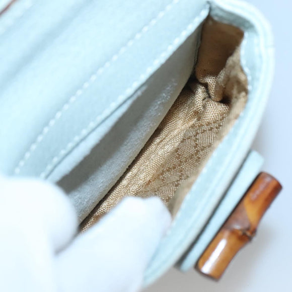 GUCCI Bamboo Backpack Suede Light Blue Gold 003 2058 0030 Auth BA5287