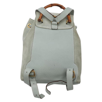 GUCCI Bamboo Backpack Suede Light Blue Gold 003 2058 0030 Auth BA5287 - 0