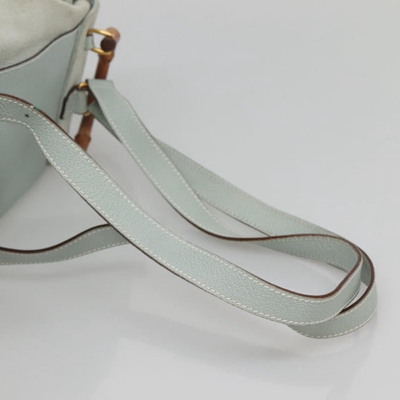 GUCCI Bamboo Backpack Suede Light Blue Gold 003 2058 0030 Auth BA5287