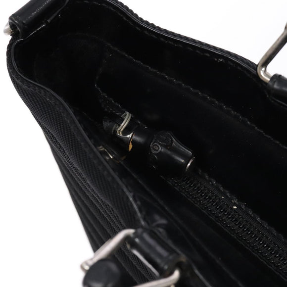 GUCCI Bamboo Hand Bag Canvas Black Silver 000 1998 0588 Auth BA5289