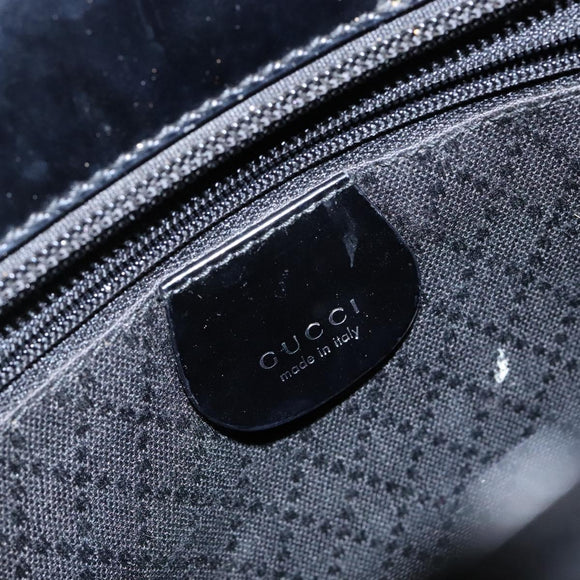 GUCCI Bamboo Hand Bag Canvas Black Silver 000 1998 0588 Auth BA5289