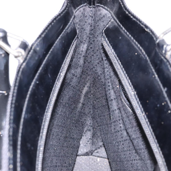 GUCCI Bamboo Hand Bag Canvas Black Silver 000 1998 0588 Auth BA5289